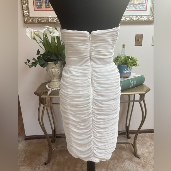 CACHE STRAPLESS GOLD BEADED RHINESTONE RESORT FORMAL WEDDING MINI DRESS SZ 12 - Picture 4 of 15